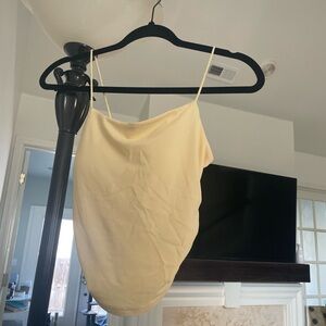 Women's pale yellow Spaghetti Strap workout Top